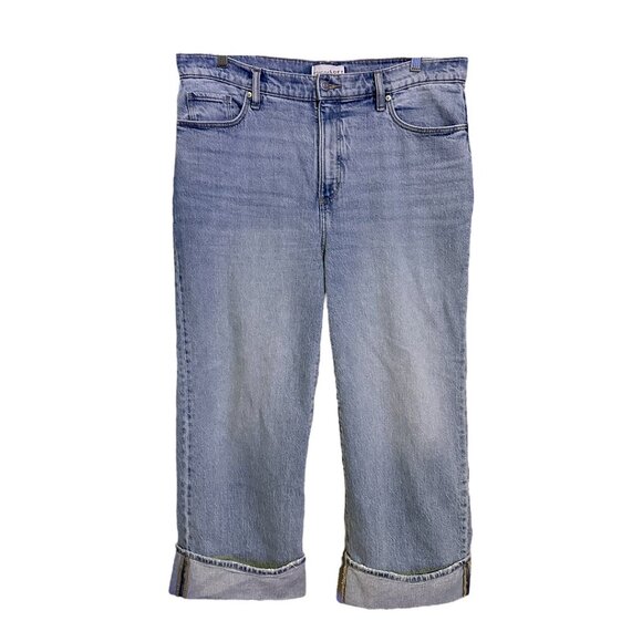 Loft The Wide Leg Flip Cuff Cropped Light Wash Jeans - Picture 3 of 6